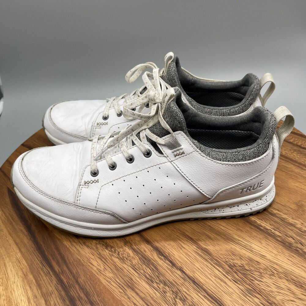 True Linkswear Outsiders Mens Size 10.5 White Leather Spike-less Golf Shoes - Picture 3 of 8